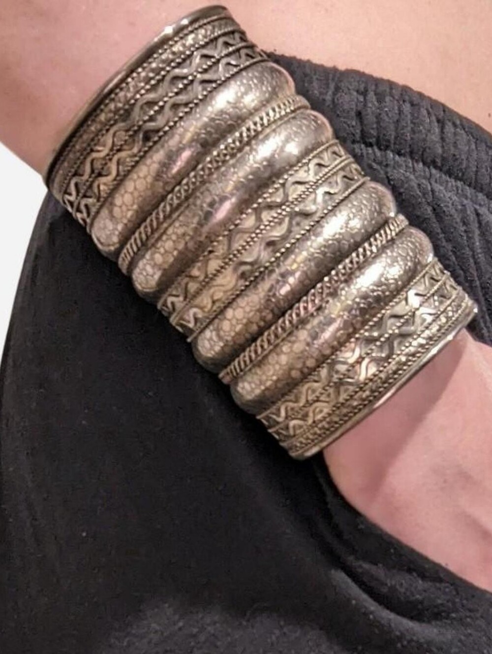 antique silver wide cuff bangle